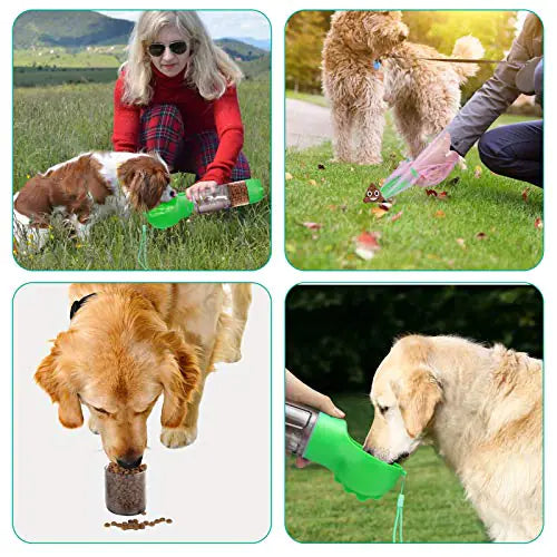 Hundtrinkflasche – Auslaufsichere, Einhändig Bedienbare Trinkflasche für Unterwegs mit Futterfach