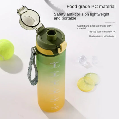 Motivierende 1L Sport-Wasserflasche mit Zeitmarkierung und tragbarem Design - Perfekt für Outdoor-Sport und Fitness, auslaufsicher