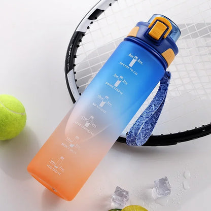 Motivierende 1L Sport-Wasserflasche mit Zeitmarkierung und tragbarem Design - Perfekt für Outdoor-Sport und Fitness, auslaufsicher