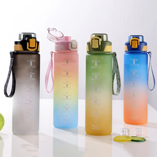 Motivierende 1L Sport-Wasserflasche mit Zeitmarkierung und tragbarem Design - Perfekt für Outdoor-Sport und Fitness, auslaufsicher